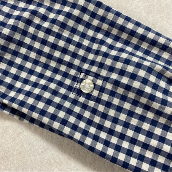 IZOD Gingham Button Down Shirt Long Adjustable Sleeve LG Cotton Blue Whi… - Picture 7 of 10